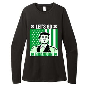 Lets Go Brandon St Patrick's Day Trump America Flag Clover Womens CVC Long Sleeve Shirt