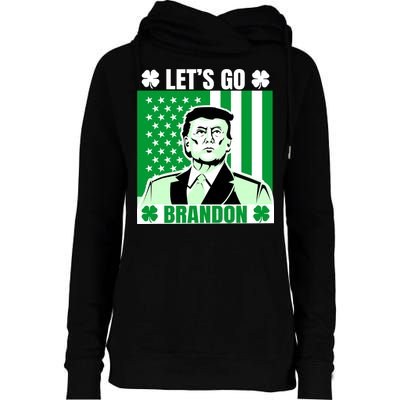 Lets Go Brandon St Patrick's Day Trump America Flag Clover Womens Funnel Neck Pullover Hood