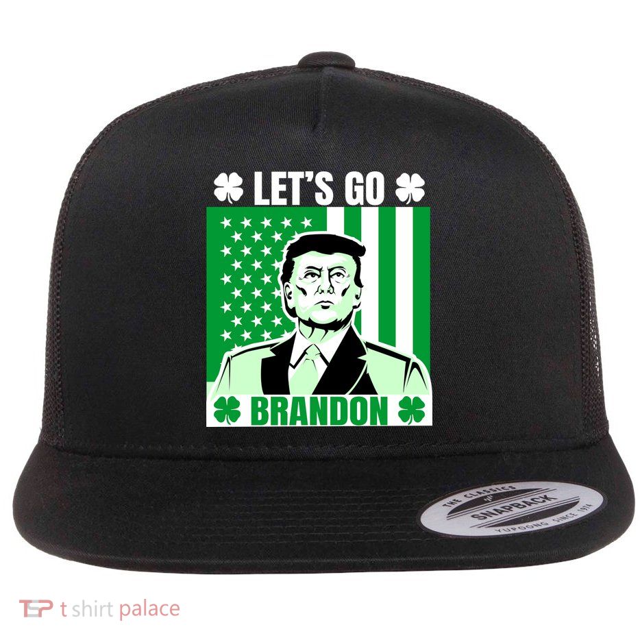 Lets Go Brandon St Patrick's Day Trump America Flag Clover Flatbill Hat