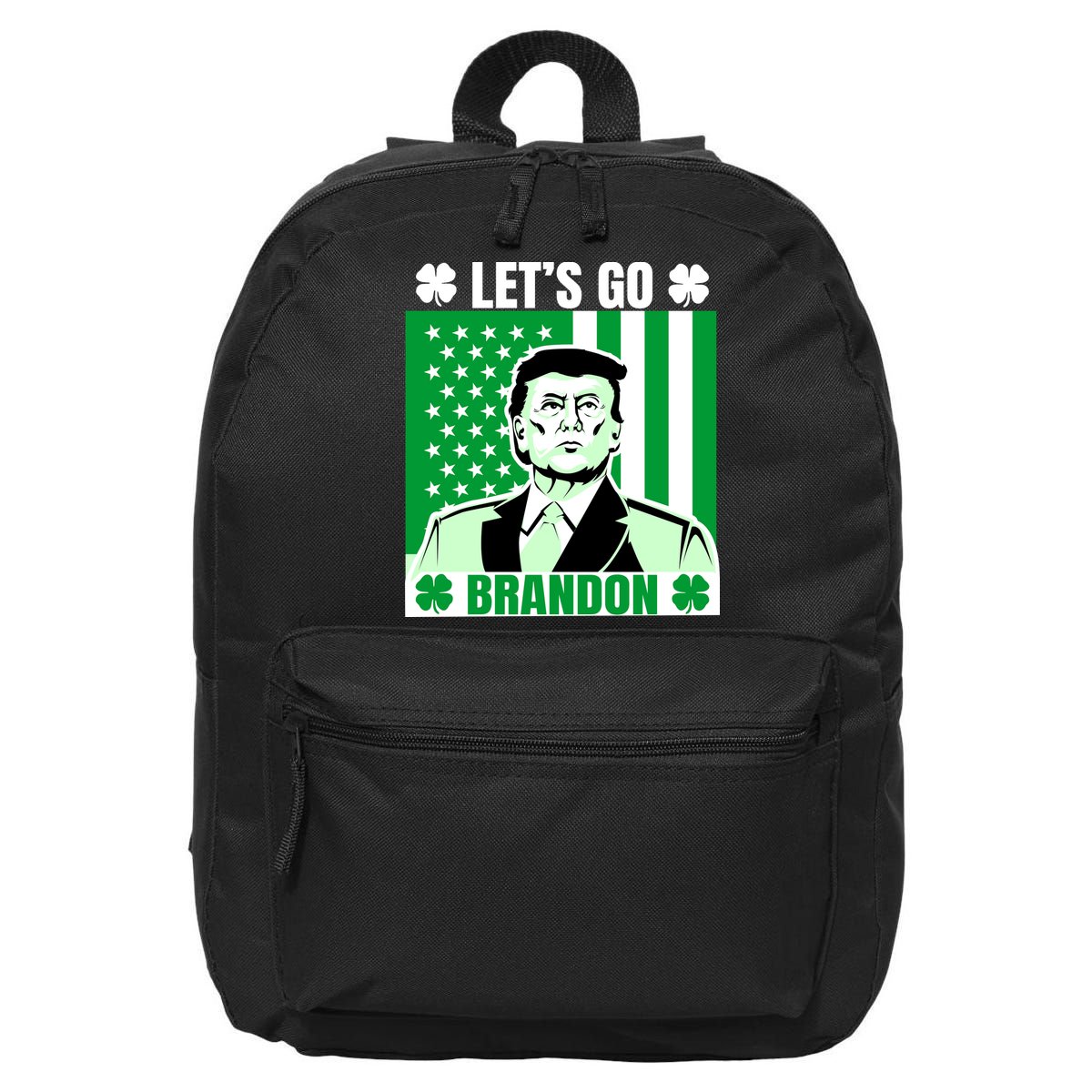 Lets Go Brandon St Patrick's Day Trump America Flag Clover 16 in Basic Backpack