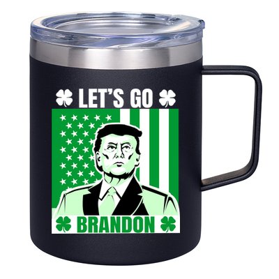 Lets Go Brandon St Patrick's Day Trump America Flag Clover 12oz Stainless Steel Coffee Mug