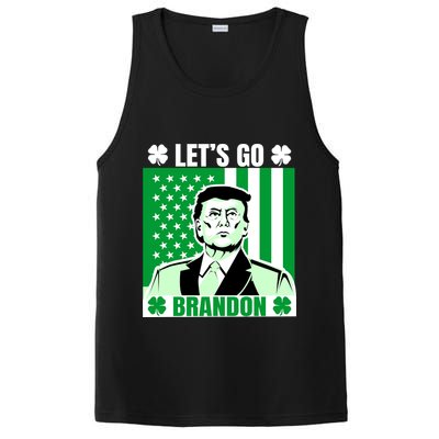 Lets Go Brandon St Patrick's Day Trump America Flag Clover PosiCharge Competitor Tank