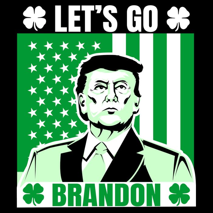 Lets Go Brandon St Patrick's Day Trump America Flag Clover Women's V-Neck T-Shirt