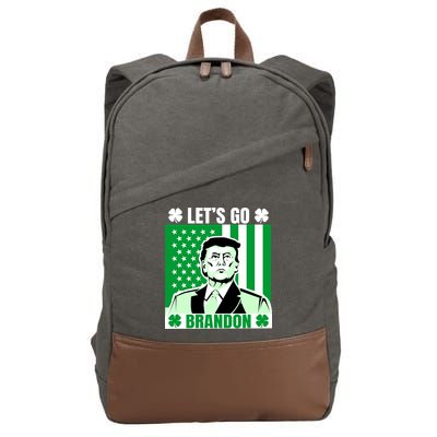 Lets Go Brandon St Patrick's Day Trump America Flag Clover Cotton Canvas Backpack