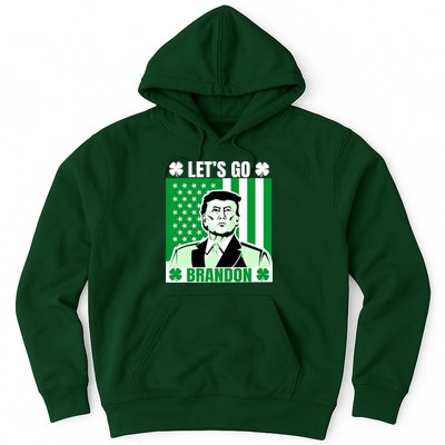 Lets Go Brandon St Patrick's Day Trump America Flag Clover Hoodie