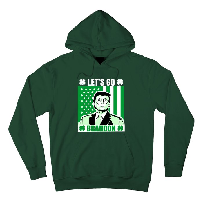 Lets Go Brandon St Patrick's Day Trump America Flag Clover Hoodie