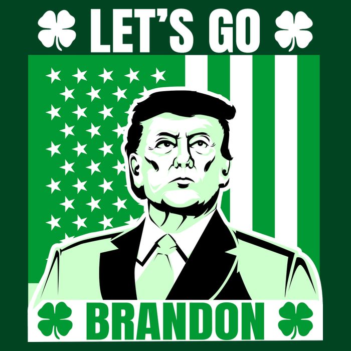 Lets Go Brandon St Patrick's Day Trump America Flag Clover Apron