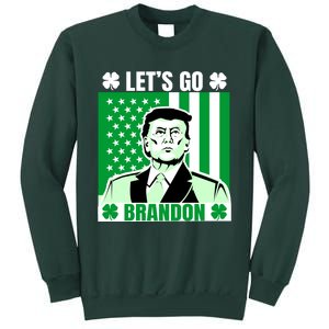 Lets Go Brandon St Patrick's Day Trump America Flag Clover Sweatshirt