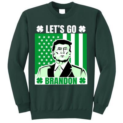 Lets Go Brandon St Patrick's Day Trump America Flag Clover Sweatshirt