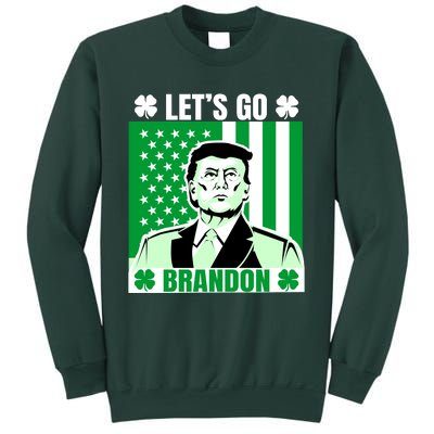 Lets Go Brandon St Patrick's Day Trump America Flag Clover Sweatshirt