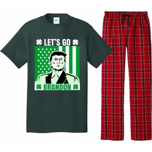 Lets Go Brandon St Patrick's Day Trump America Flag Clover Pajama Set