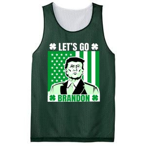 Lets Go Brandon St Patrick's Day Trump America Flag Clover Mesh Reversible Basketball Jersey Tank