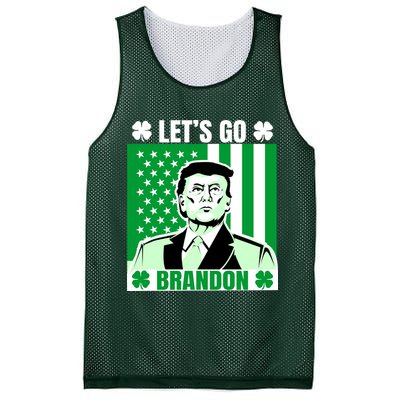 Lets Go Brandon St Patrick's Day Trump America Flag Clover Mesh Reversible Basketball Jersey Tank