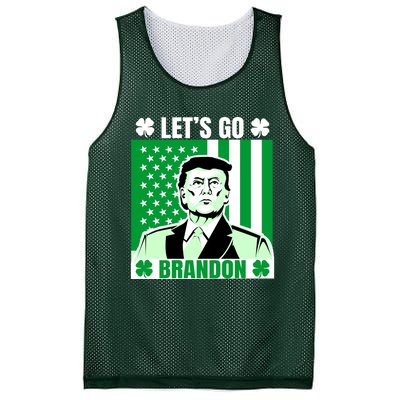 Lets Go Brandon St Patrick's Day Trump America Flag Clover Mesh Reversible Basketball Jersey Tank