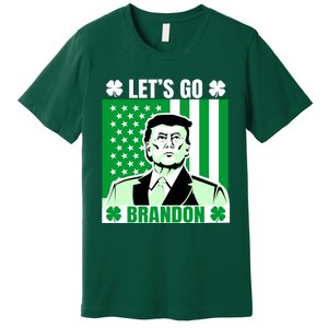 Lets Go Brandon St Patrick's Day Trump America Flag Clover Premium T-Shirt