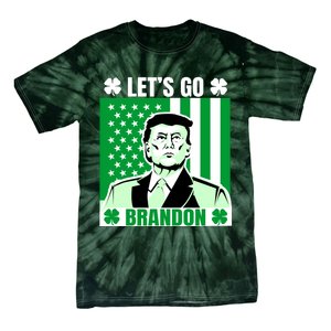 Lets Go Brandon St Patrick's Day Trump America Flag Clover Tie-Dye T-Shirt