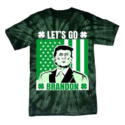 Lets Go Brandon St Patrick's Day Trump America Flag Clover Tie-Dye T-Shirt