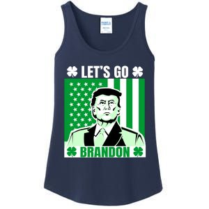 Lets Go Brandon St Patrick's Day Trump America Flag Clover Ladies Essential Tank