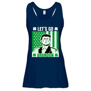 Lets Go Brandon St Patrick's Day Trump America Flag Clover Ladies Essential Flowy Tank