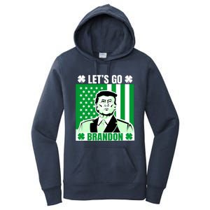 Lets Go Brandon St Patrick's Day Trump America Flag Clover Women's Pullover Hoodie