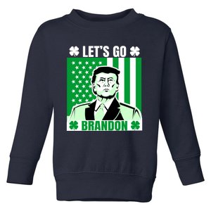 Lets Go Brandon St Patrick's Day Trump America Flag Clover Toddler Sweatshirt