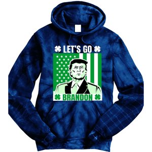 Lets Go Brandon St Patrick's Day Trump America Flag Clover Tie Dye Hoodie