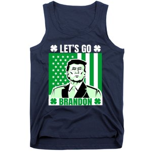 Lets Go Brandon St Patrick's Day Trump America Flag Clover Tank Top