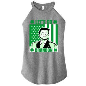 Lets Go Brandon St Patrick's Day Trump America Flag Clover Women's Perfect Tri Rocker Tank