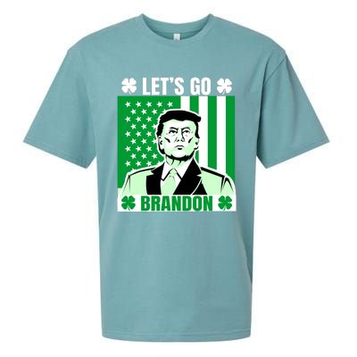 Lets Go Brandon St Patrick's Day Trump America Flag Clover Sueded Cloud Jersey T-Shirt