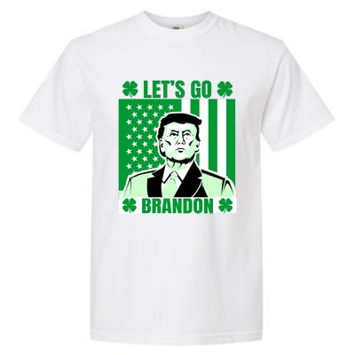 Lets Go Brandon St Patrick's Day Trump America Flag Clover Garment-Dyed Heavyweight T-Shirt