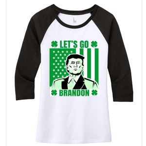 Lets Go Brandon St Patrick's Day Trump America Flag Clover Women's Tri-Blend 3/4-Sleeve Raglan Shirt