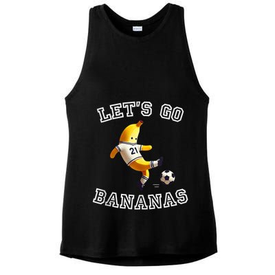 LetS Go Bananas Soccer Player With Funny Football Banana Ladies PosiCharge Tri-Blend Wicking Tank