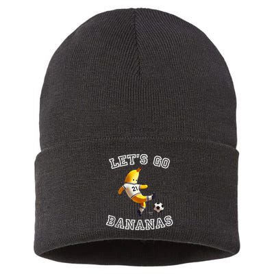 LetS Go Bananas Soccer Player With Funny Football Banana Sustainable Knit Beanie