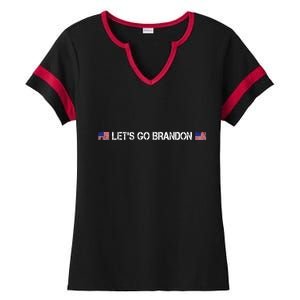 Let's Go Brandon Simple USA Flag Logo Ladies Halftime Notch Neck Tee