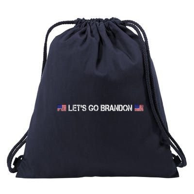 Let's Go Brandon Simple USA Flag Logo Drawstring Bag