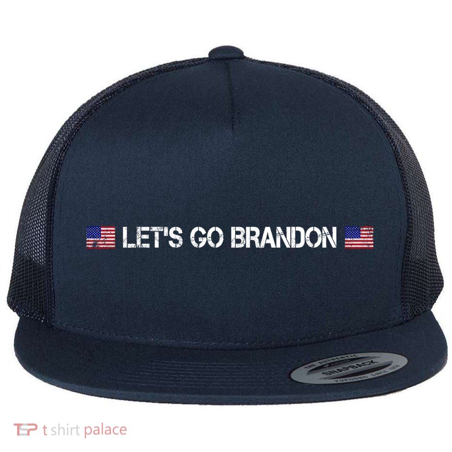 Let's Go Brandon Simple USA Flag Logo Flatbill Hat