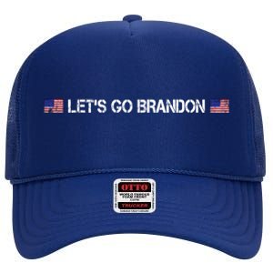 Let's Go Brandon Simple USA Flag Logo High Crown Mesh Back Trucker Hat