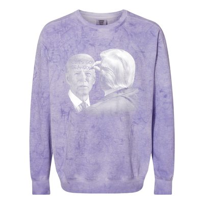 Let's Go Brandon Trump Writes On Biden's Forehead Colorblast Crewneck Sweatshirt