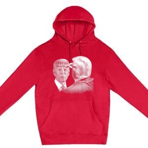 Let's Go Brandon Trump Writes On Biden's Forehead Premium Pullover Hoodie