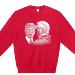 Let's Go Brandon Trump Writes On Biden's Forehead Premium Crewneck Sweatshirt