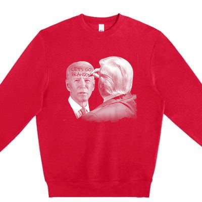 Let's Go Brandon Trump Writes On Biden's Forehead Premium Crewneck Sweatshirt