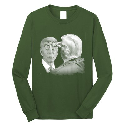 Let's Go Brandon Trump Writes On Biden's Forehead Long Sleeve Shirt