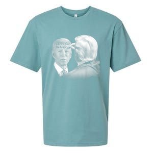 Let's Go Brandon Trump Writes On Biden's Forehead Sueded Cloud Jersey T-Shirt