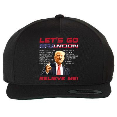 Lets Go Brandon Trump President Pro Trump 2024 Political Wool Snapback Cap