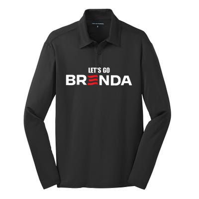 LetS Go Brenda Us Flag Silk Touch Performance Long Sleeve Polo