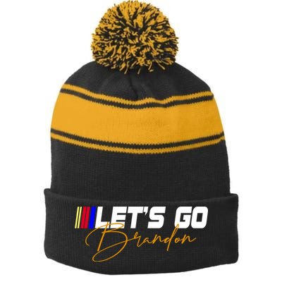 Let's Go Brandon Signature Stripe Pom Pom Beanie