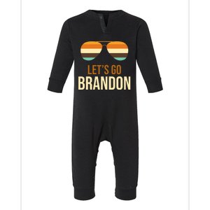 Let's Go Brandon F Joe Biden Cool Shades Retro Infant Fleece One Piece