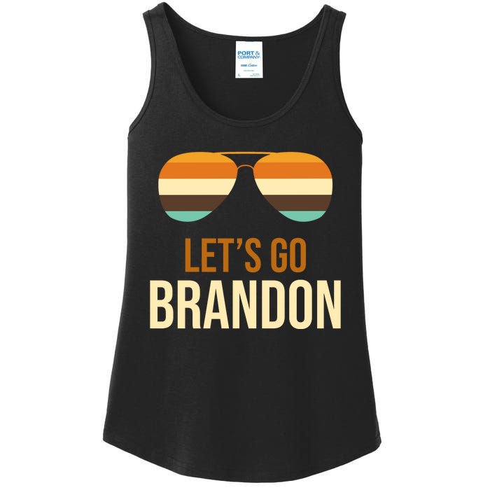 Let's Go Brandon F Joe Biden Cool Shades Retro Ladies Essential Tank