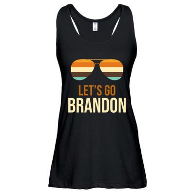 Let's Go Brandon F Joe Biden Cool Shades Retro Ladies Essential Flowy Tank