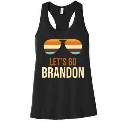 Let's Go Brandon F Joe Biden Cool Shades Retro Women's Racerback Tank